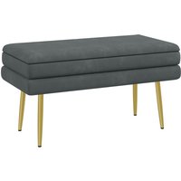 Homcom - Sitzbank mit Stauraum Polsterbank mit Samtoptik, Sitztruhe mit Metallbeine, Truhenbank für Wohnzimmer Schlafzimmer Flur Grau, 79,5 x 37,5 x Homcom - Sitzbank mit Stauraum Polsterbank mit Samtoptik, Sitztruhe mit Metallbeine, Truhenbank für Wohnzimmer Schlafzimmer Flur Grau, 79,5 x 37,5 x von HOMCOM