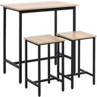 Homcom - Sitzgruppe 3-teilig Esstisch Küchentisch-Set Esszimmergruppe Gartenmöbel Terrassenmöbel Balkonmöbel Industrie-Design Spanplatte Stahlrahmen von HOMCOM