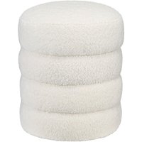 Sitzhocker Hocker rund mit Teddysamt- Optik Fußhocker Ottoman für Schlafzimmer, Wohnzimmer, Cremeweiß, Ø40 x 45 cm - Homcom von HOMCOM