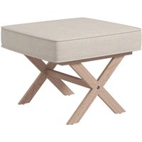 Homcom - Sitzhocker Hocker rund mit weichem Sitzkissen, Holzbeinen Fußhocker mit Leinenoptik Antirutsch Polsterhocker Ottoman für Schlafzimmer, von HOMCOM