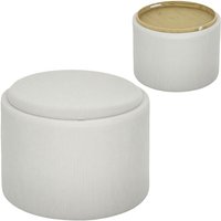 Sitzhocker mit Stauraum Hocker mit Deckel, Runder Fußhocker Polsterhocker Couchtisch mit Cord-Optik 56 x 56 x 42 cm Cremeweiß - Homcom Sitzhocker mit Stauraum Hocker mit Deckel, Runder Fußhocker Polsterhocker Couchtisch mit Cord-Optik 56 x 56 x 42 cm Cremeweiß - Homcom von HOMCOM