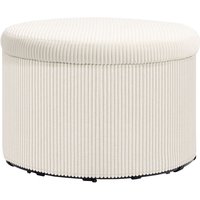 Homcom - Sitzhocker mit Stauraum Hocker mit Deckel, Runder Polsterhocker Fußhocker mit Cord-Optik für Wohnzimmer, Schlafzimmer 60 x 60 x 41 cm Beige von HOMCOM