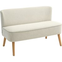 Homcom - Sofa 2 Sitzer modern Couch ohne Armlehne Gepolstert Polstersofa mit Cord-Optik, klein Loungesofa mit Holzbeine für Wohnzimmer, 117 x 56,5 x von HOMCOM