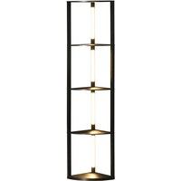 Homcom - led Stehlampe Dimmbar mit 4 Ablagen Stehleuchte mit 3 Lichtfarben 24 w Standlampe mit Fußschalter für Wohnzimmer Schlafzimmer, Schwarz von HOMCOM