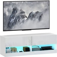 Homcom - tv Schrank tv Board hängend mit Schubladen 120 cm lang tv Lowboard mit LED-Beleuchtung, 16 Blinkmodi für Fernseher bis zu 50 Zoll Homcom - tv Schrank tv Board hängend mit Schubladen 120 cm lang tv Lowboard mit LED-Beleuchtung, 16 Blinkmodi für Fernseher bis zu 50 Zoll von HOMCOM