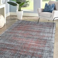 Homcom - Kurzflorteppich, Webteppich, Wohnzimmerteppich, Schlafzimmerteppich, pflegeleicht und strapazierfähig, Grau-Koralle, 140 x 67 x 1 cm von HOMCOM