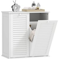Homcom - Wäscheschrank, Badschrank mit 2 Wäschekörben, Badezimmerschrank mit Griffen, Lamellentüren Wäschesammler Badmöbel für Badezimmer 70 x 38 x von HOMCOM