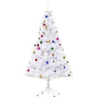Weihnachtsbaum künstlicher Christbaum Tannenbaum Baum 150cm mit Ständer inkl. Dekor (150cm, weiß/Weihnachtsbaum) - Homcom von HOMCOM