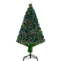 Homcom - Weihnachtsbaum künstlicher Christbaum Tannenbaum Lichtfaser led Baum mit Metallständer, Glasfaser-Farbwechsler, grün, 120 cm - Grün von HOMCOM