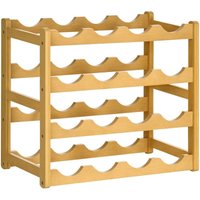 Weinregal für 16 Flaschen Stapelbar Flaschenregal Flaschenhalter Weinflaschenhalter aus Bambus für Keller, Lagerraum, 43 x 23,5 x 38 cm Naturholz von HOMCOM