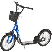 Kinderroller Tretroller mit Bremse Korb höhenverstellbar Gummi Blau von HOMCOM