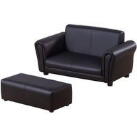 Kindersessel mit Fußhocker, Kindercouch mit Hocker, Kindersofa, Sofa Sessel, Schwarz, 83 x 42 x 41 cm - Homcom von HOMCOM
