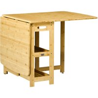 Klapptisch, Esstisch, zwei klappbare Seiten, zwei Ablagen, verstellbare Füße, Bambus, 149,5 x 80 x 73,5cm - Naturholz - Homcom von HOMCOM