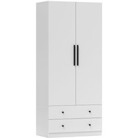 Kleiderschrank Mehrzweckschrank 2-türig mit Tiefem Innendesign, Kleiderstange und 2 Schubladen Garderobenschrank für Schlafzimmer 79 x 43 x 180 cm von HOMCOM