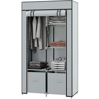 Kleiderschrank Stoffschrank 1 Kleiderstange, 2 Schubladen, 83 x 42.5 x 162,5 cm, Grau - Hellgrau von HOMCOM