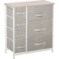 Kommode, Sideboard, 7 Stoffschubladen, Metallgestell, Hellgrau von HOMCOM