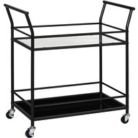 Küchenwagen, Rollwagen, Servierwagen mit 2 Ablagen, Trolley, Beistellwagen auf Rollen, Aufbewahrungswagen für Küche, Metall, Schwarz, 75 x 40 x 80 cm von HOMCOM