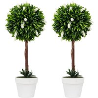 Künstliche Lavendel 2er-Set groß 60 cm Kunstpflanze, künstliche Pflanzen im Topf, Plastik Kunstblume wie echt für Wohnzimmer Schlafzimmer Büro Garten von HOMCOM