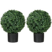 Künstliche Pflanzen 2er-Set UV-beständige Kunstpflanze im Blumentopf Grün von HOMCOM