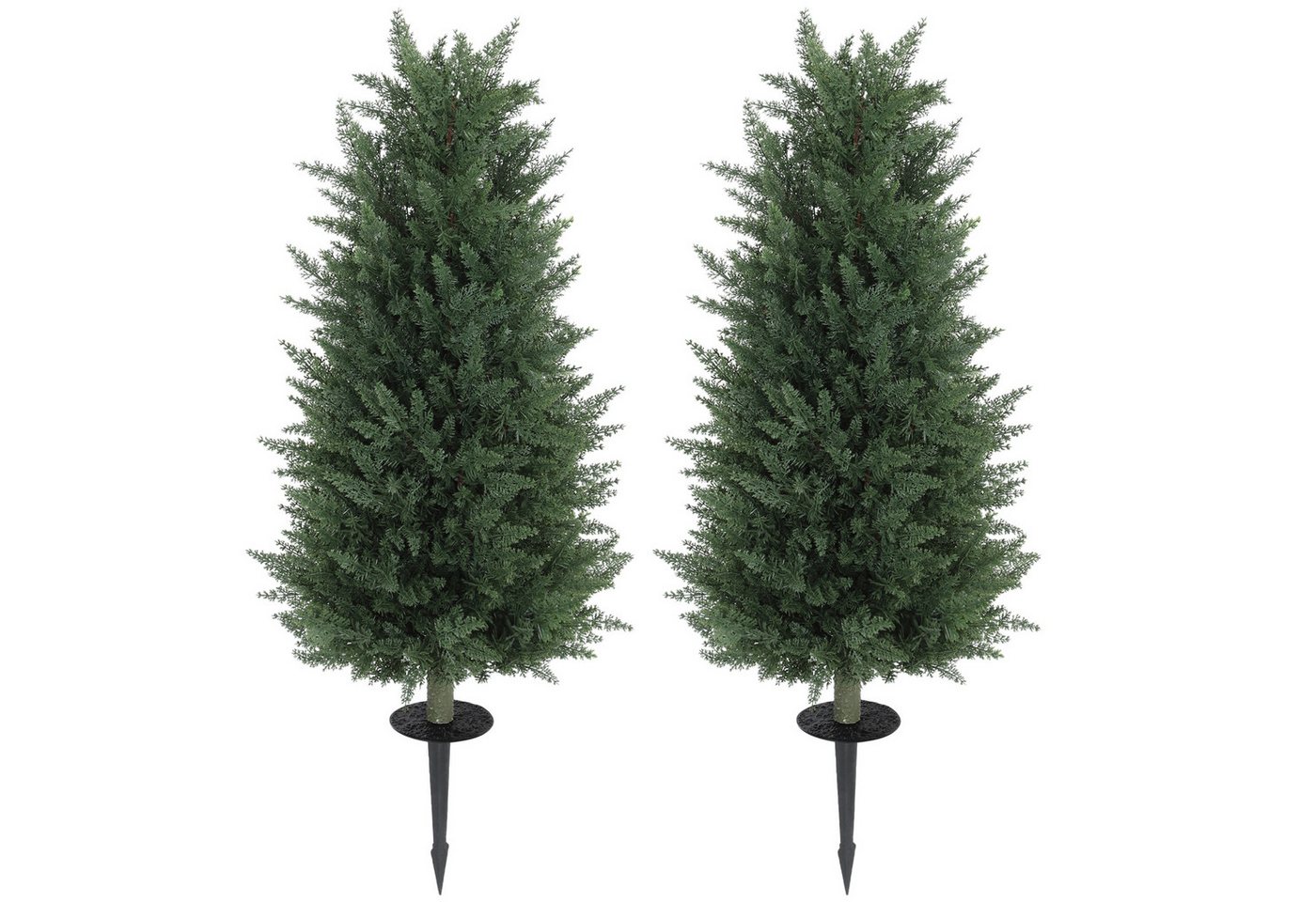 Kunstpflanze 2er-Set Kunstbaum mit Bodenpfahl, künstliche Pflanzen Zypresse, HOMCOM, Höhe 100 cm, für Büro Wohnzimmer Schlafzimmer Garten von HOMCOM