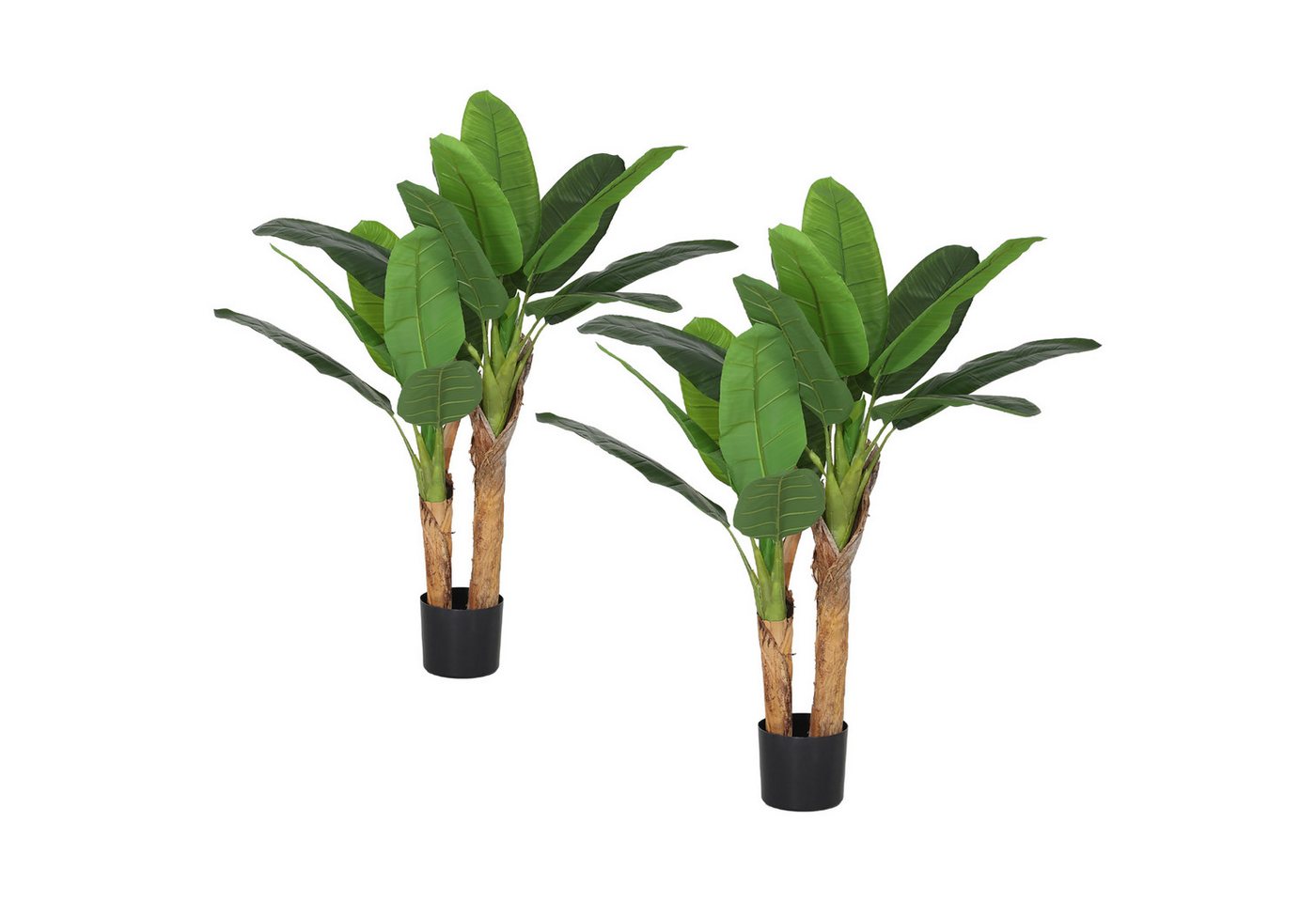 Kunstpflanze 2er Set wie echt mit Topf, Kunstmoos, Kunstgras Bananenbaum, HOMCOM, Höhe 120 cm, für Wohnzimmer Schlafzimmer Kunstpflanze 2er Set wie echt mit Topf, Kunstmoos, Kunstgras Bananenbaum, HOMCOM, Höhe 120 cm, für Wohnzimmer Schlafzimmer von HOMCOM