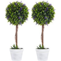 Kunstpflanze Lavendel 2er-Set Künstliche Pflanzen 60 cm Zimmerpflanze von HOMCOM