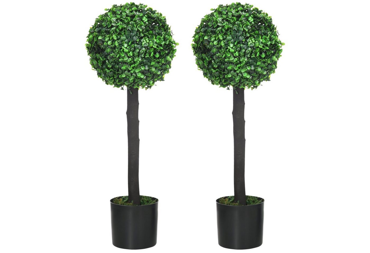 Kunstpflanze Künstliche Pflanzen, 2er-Set UV-beständige Zimmerpflanze Buchsbaum, HOMCOM, Höhe 60 cm, Grün 20 x 20 x 60 cm von HOMCOM