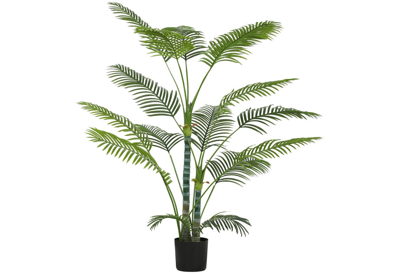 Kunstpflanze groß Künstliche Pflanze im Topf mit beflocktem Stoff Palme, HOMCOM, Höhe 175 cm, für Wohnzimmer Schlafzimmer Büro Garten Dekoration von HOMCOM