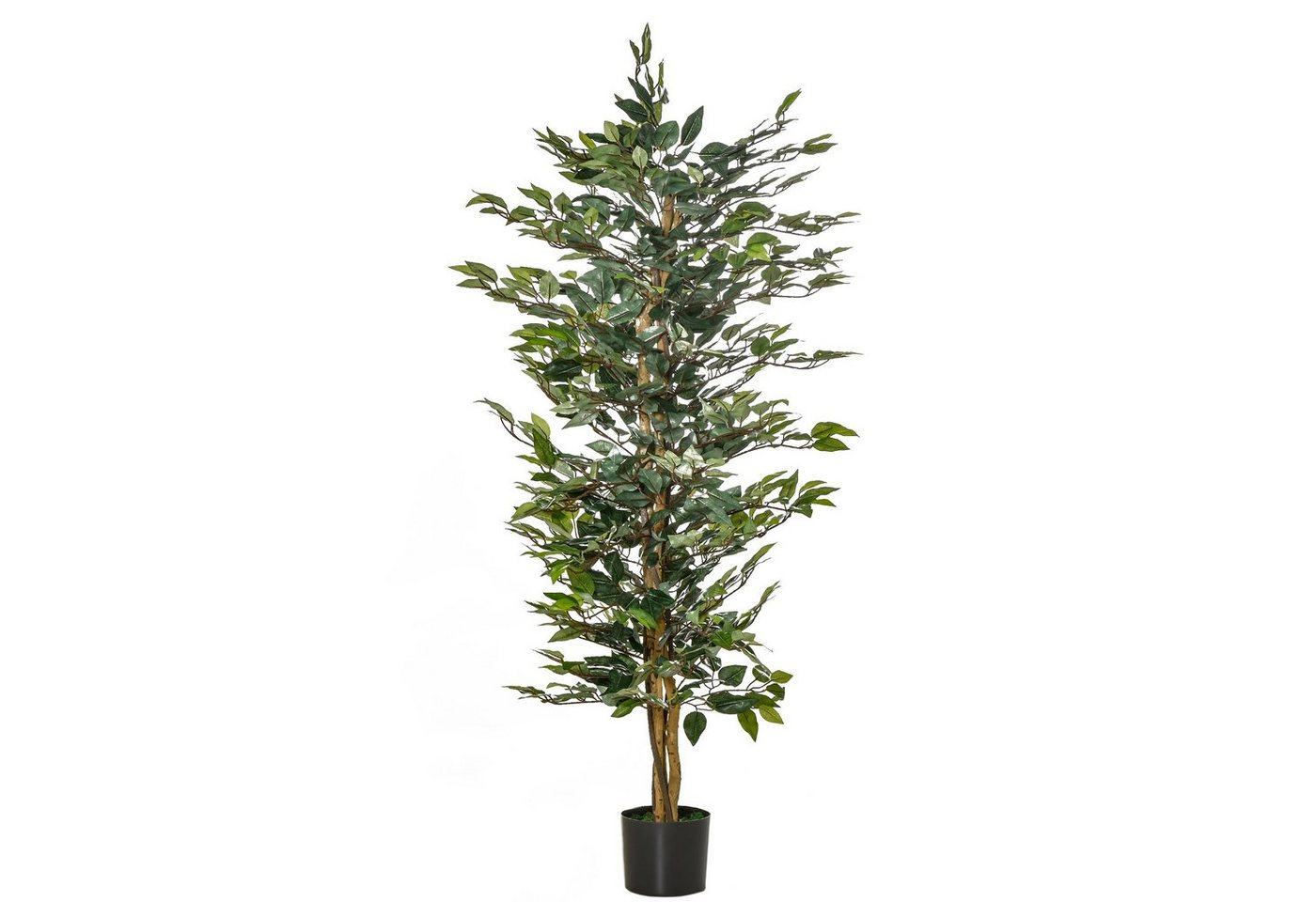 Kunstpflanze künstlicher Ficus-baum Banyan, HOMCOM, Höhe 150 cm, Grün 17 x 17 x 150 cm von HOMCOM