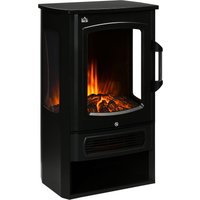 LED Elektrokamin  Elektrischer Kamin mit Heizung 2 Heizstufen Stahl Schwarz 44,5 x 32 x 74 cm von HOMCOM