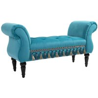 Luxus Sitzbank Polsterbank Hockerbank Polyester Kautschuk Schaumstoff Blau 117 x 40 x 58 cm von HOMCOM