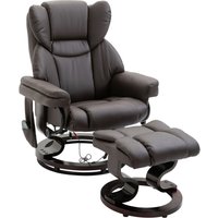 Massagesessel mit Fußhocker Relaxsessel 145°-Neigung Kunstleder Braun 79 x 82 x 101 cm von HOMCOM
