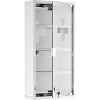 HOMCOM Medizinschrank Arzneischrank Erste Hilfe Schrank mit Schloss Edelstahl 30 x 12 x 60 cm - Silber von HOMCOM