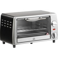 Mini Backofen 10 l 750W 100-230℃ 60 Min. Timer mit Backblech, Grillrost und Herausnehmbarer Bodenschale, Pizza-Ofen Silber - Homcom Mini Backofen 10 l 750W 100-230℃ 60 Min. Timer mit Backblech, Grillrost und Herausnehmbarer Bodenschale, Pizza-Ofen Silber - Homcom von HOMCOM