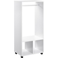 Mobiler Kleiderschrank Garderobe mit Regal 4 Schwenkräder für Wohnzimmer Schlafzimmer, Weiß von HOMCOM