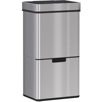 Homcom - Mülleimer Abfalleimer mit Sensor 72 l Mülltrennsystem 3 Fächer Edelstahl Silber 42 x 30 x 81 cm von HOMCOM
