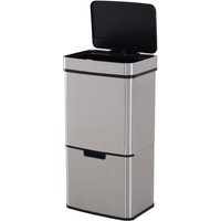 Mülleimer Abfalleimer mit Sensor 72 l Mülltrennsystem 3 Fächer Edelstahl Silber 42 x 30 x 81 cm von HOMCOM