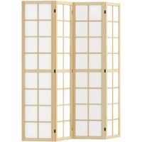 Paravent 4-teilig 160 x 170 cm Trennwand Raumteiler, Faltbar Raumtrenner Sichtschutz Stellwand für Wohnzimmer Natur - Homcom von HOMCOM