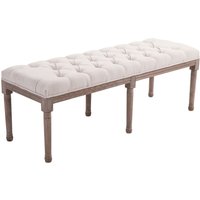 Polsterbank Sitzbank Lounge Sitzhocker Retro mit Knöpfen Leinen + Holz beige 142 x 47 x 51 cm von HOMCOM