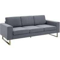 Polstersofa 3-Sitzer Sofa Stoffsofa Sitzmöbel Kissen Armlehne Leinen dunkelgrau 200 x 82 x 78 cm von HOMCOM