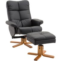 Relaxsessel Fernsehsessel 360° mit Hocker Liegefunktion Holzgestell Schwarz 80 x 86 x 99cm von HOMCOM