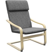 Relaxsessel Ruhesessel mit Armlehne Leinenbezug Holzgestell Grau von HOMCOM