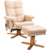 Relaxsessel mit Liegefunktion Massagesessel mit Fußhocker Cremeweiß Relaxsessel mit Liegefunktion Massagesessel mit Fußhocker Cremeweiß von HOMCOM