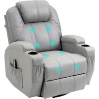 Homcom - Relaxsessel mit Massagefunktion, Elektrisch Fernsehsessel mit Liegefunktion, Wippfunktion, Drehbar Massagesessel mit Federsystem, von HOMCOM