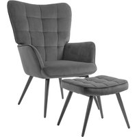 Homcom - Ohrensessel mit Hocker Sessel Loungesessel mit Samtoptik, Modern Relaxsessel, Fernsehsessel, Polstersessel für Wohnzimmer, Schlafzimmer, von HOMCOM