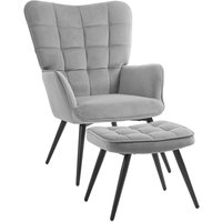 Homcom - Ohrensessel mit Hocker Sessel Loungesessel mit Samtoptik, Modern Relaxsessel, Fernsehsessel, Polstersessel für Wohnzimmer, Schlafzimmer, von HOMCOM