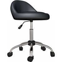 Rollhocker Höhenverstellbarer Arbeitshocker 63-83 cm Drehhocker mit Rädern Drehbarer Salonstuhl Salonhocker Kunstleder Schwarz - Homcom von HOMCOM