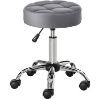 Salonstuhl mit Rädern Rollhocker höhenverstellbar drehbar Salon Hocker Samt-Touch Schaumstoff Chrom-Basis Hellgrau 35 x 35 x 49-61 cm - Homcom Salonstuhl mit Rädern Rollhocker höhenverstellbar drehbar Salon Hocker Samt-Touch Schaumstoff Chrom-Basis Hellgrau 35 x 35 x 49-61 cm - Homcom von HOMCOM