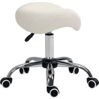 Homcom - Sattelhocker Arbeitshocker Drehstuhl Drehhocker Rollhocker Kosmetikhocker gepolstert höhenverstellbar (Weiß) von HOMCOM