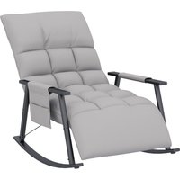 Schaukelstuhl Sessel Relaxsessel mit Fußstütze, Seitentasche Grau Schaukelstuhl Sessel Relaxsessel mit Fußstütze, Seitentasche Grau von HOMCOM